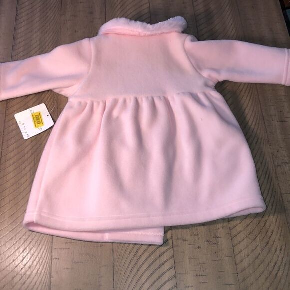 NWT Baby Pink Fleece and Faux Fur Coat with Buttons and Velcro by Starting Out - Picture 8 of 8